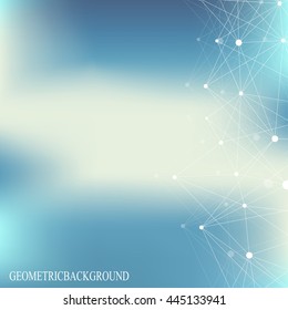 Geometric abstract background with connected line and dots. Big data composition. Molecule and communication. Vector illustration