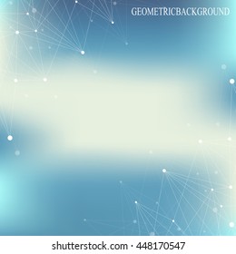 Geometric abstract background with connected line and dots. Big data composition. Molecule and communication. Graphic background for your design. Vector illustration