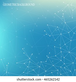 Geometric abstract background with connected line and dots. Big data composition. Molecule and communication background for your design. Vector illustration