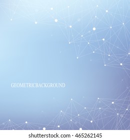 Geometric abstract background with connected line and dots. Big data composition. Molecule and communication background for your design. Vector illustration