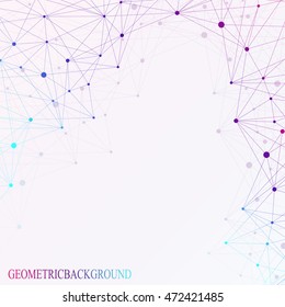 Geometric abstract background with connected line and dots. Graphic background for your design. Vector illustration