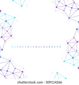 Geometric abstract background with connected line and dots. Graphic background for your design. Vector illustration