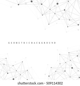 Geometric abstract background with connected line and dots. Graphic background for your design. Vector illustration