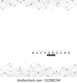 Geometric abstract background with connected line and dots. Structure molecule and communication. Scientific concept for your design. Medical, technology, science background. Vector illustration