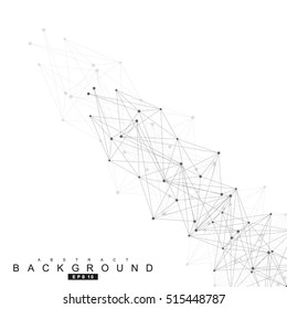 Geometric abstract background with connected line and dots. Structure molecule and communication. Scientific concept for your design. Medical, technology, science background. Vector illustration
