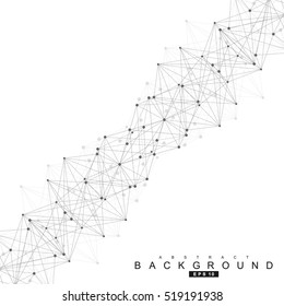 Geometric abstract background with connected line and dots. Structure molecule and communication. Scientific concept for your design. Medical, technology, science background. Vector illustration