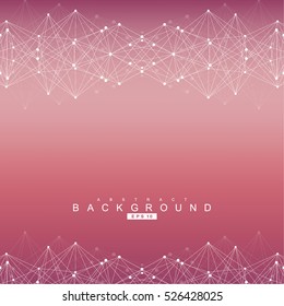 Geometric abstract background with connected line and dots. Structure molecule and communication. Scientific concept for your design. Medical, technology, science background. Vector illustration