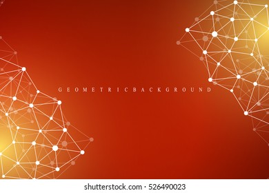 Geometric abstract background with connected line and dots. Graphic background for your design. Cybernetic background dots. Lines plexus. Vector illustration