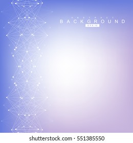 Geometric abstract background with connected line and dots. Structure molecule and communication. Scientific concept for your design. Medical, technology, science background. Vector illustration
