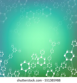 Geometric abstract background with connected line and dots. Structure molecule and communication. Scientific concept for your design. Medical, technology, science background. Vector illustration.