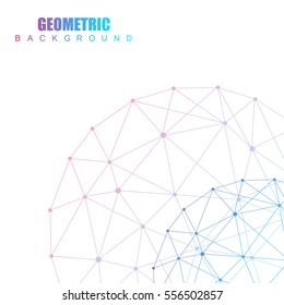 Geometric abstract background with connected line and dots. Structure molecule and communication. Scientific concept for your design. Medical, technology, science background. Vector illustration.