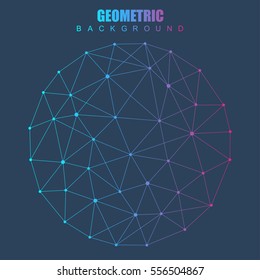 Geometric abstract background with connected line and dots. Structure molecule and communication. Scientific concept for your design. Medical, technology, science background. Vector illustration