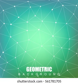 Geometric abstract background with connected line and dots. Structure molecule and communication. Scientific concept for your design. Medical, technology, science background. Vector illustration.