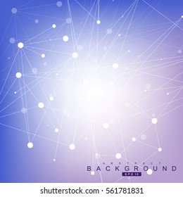 Geometric abstract background with connected line and dots. Structure molecule and communication. Scientific concept for your design. Medical, technology, science background. Vector illustration.