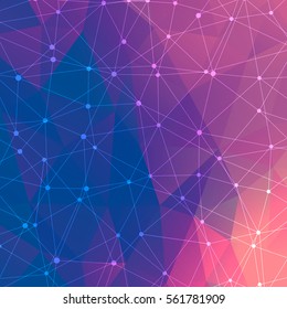 Geometric abstract background with connected line and dots. Structure molecule and communication. Scientific concept for your design. Medical, technology, science background. Vector illustration.