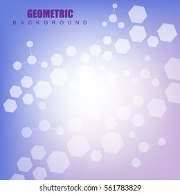 Geometric abstract background with connected line and dots. Structure molecule and communication. Scientific concept for your design. Medical, technology, science background. Vector illustration.