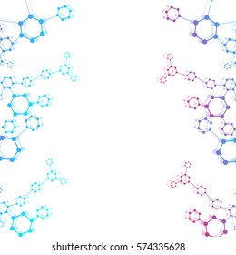 Geometric abstract background with connected line and dots. Structure molecule and communication. Scientific concept for your design. Medical, technology, science background. Vector illustration.