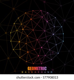 Geometric abstract background with connected line and dots. Structure molecule and communication. Scientific concept for your design. Medical, technology, science background. Vector illustration
