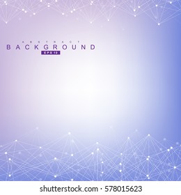 Geometric abstract background with connected line and dots. Structure molecule and communication. Scientific concept for your design. Medical, technology, science background. Vector illustration