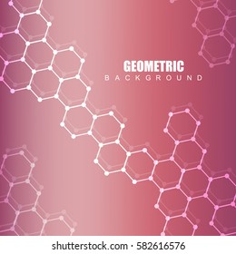 Geometric abstract background with connected line and dots. Structure molecule and communication. Scientific concept for your design. Medical, technology, science background. Vector illustration