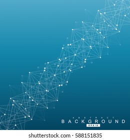 Geometric abstract background with connected line and dots. Structure molecule and communication. Scientific concept for your design. Medical, technology, science background. Vector illustration