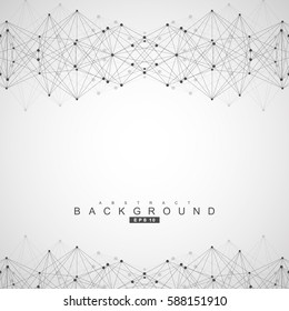 Geometric abstract background with connected line and dots. Structure molecule and communication. Scientific concept for your design. Medical, technology, science background. Vector illustration