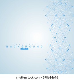 Geometric abstract background with connected line and dots. Structure molecule and communication. Scientific concept for your design. Medical, technology, science background. Vector illustration