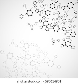 Geometric abstract background with connected line and dots. Structure molecule and communication. Scientific concept for your design. Medical, technology, science background. Vector illustration