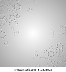 Geometric abstract background with connected line and dots. Structure molecule and communication. Scientific concept for your design. Medical, technology, science background. Vector illustration