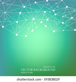 Geometric abstract background with connected line and dots. Structure molecule and communication. Scientific concept for your design. Medical, technology, science background. Vector illustration