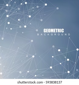 Geometric abstract background with connected line and dots. Structure molecule and communication. Scientific concept for your design. Medical, technology, science background. Vector illustration