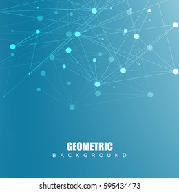 Geometric abstract background with connected line and dots. Structure molecule and communication. Scientific concept for your design. Medical, technology, science background. Vector illustration