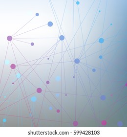 Geometric abstract background with connected line and dots. Structure molecule and communication. Scientific concept for your design. Medical, technology, science background. Vector illustration
