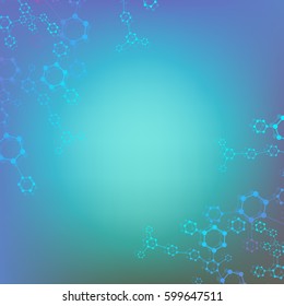 Geometric abstract background with connected line and dots. Structure molecule and communication. Scientific concept for your design. Medical, technology, science background. Vector illustration.