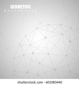 Geometric abstract background with connected line and dots. Structure molecule and communication. Scientific concept for your design. Medical, technology, science background. Vector illustration