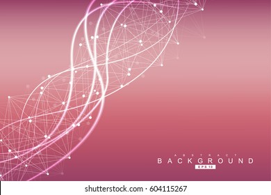 Geometric abstract background with connected line and dots. Structure molecule and communication. Scientific concept for your design. Medical, technology, science background. Vector illustration