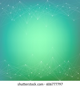 Geometric abstract background with connected line and dots. Structure molecule and communication. Scientific concept for your design. Medical, technology, science background. Vector illustration