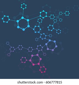 Geometric abstract background with connected line and dots. Structure molecule and communication. Scientific concept for your design. Medical, technology, science background. Vector illustration
