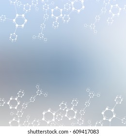 Geometric abstract background with connected line and dots. Structure molecule and communication. Scientific concept for your design. Medical, technology, science background. Vector illustration