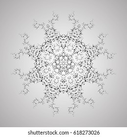 Geometric abstract background with connected line and dots. Scientific concept for your design. Vector illustration.
