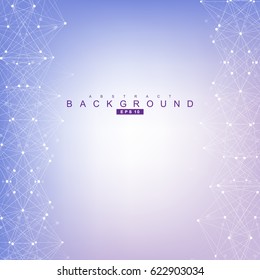 Geometric abstract background with connected line and dots. Scientific concept for your design. Vector illustration