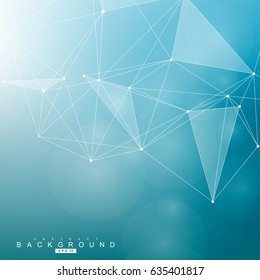 Geometric abstract background with connected line and dots. Structure molecule and communication. Scientific concept for your design. Medical, technology, science background. Vector illustration