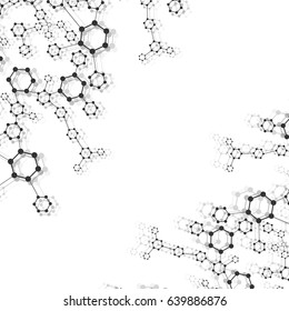 Geometric abstract background with connected line and dots. Structure molecule and communication. Scientific concept for your design. Medical, technology, science background. Vector illustration