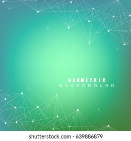 Geometric abstract background with connected line and dots. Structure molecule and communication. Scientific concept for your design. Medical, technology, science background. Vector illustration