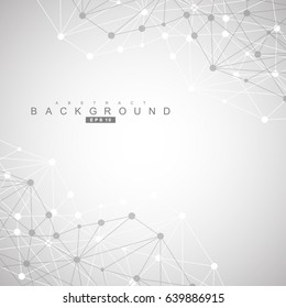 Geometric abstract background with connected line and dots. Structure molecule and communication. Scientific concept for your design. Medical, technology, science background. Vector illustration.