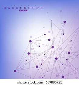 Geometric abstract background with connected line and dots. Structure molecule and communication. Scientific concept for your design. Medical, technology, science background. Vector illustration