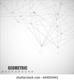 Geometric abstract background with connected line and dots. Structure molecule and communication. Scientific concept for your design. Medical, technology, science background. Vector illustration.