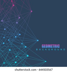 Geometric abstract background with connected line and dots. Structure molecule and communication. Scientific concept for your design. Medical, technology, science background. Vector illustration.