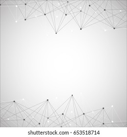 Geometric abstract background with connected line and dots. Structure molecule and communication. Scientific concept for your design. Medical, technology, science background. Vector illustration