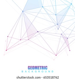 Geometric abstract background with connected line and dots. Structure molecule and communication. Scientific concept for your design. Medical, technology, science background. Vector illustration